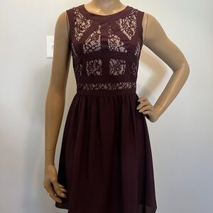 Gianni Bini Burgundy Lace Mini Dress